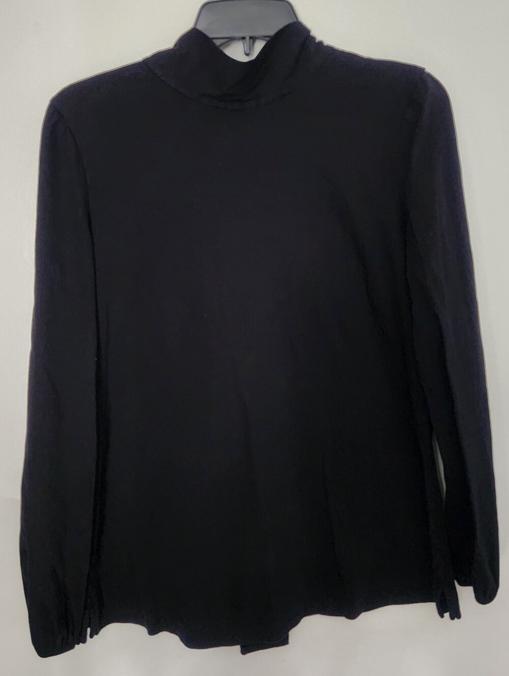 Carolina Herrera Black Mock Neck Tie Back Top Blouse Luxury Workwear Sz XL - Picture 2 of 7